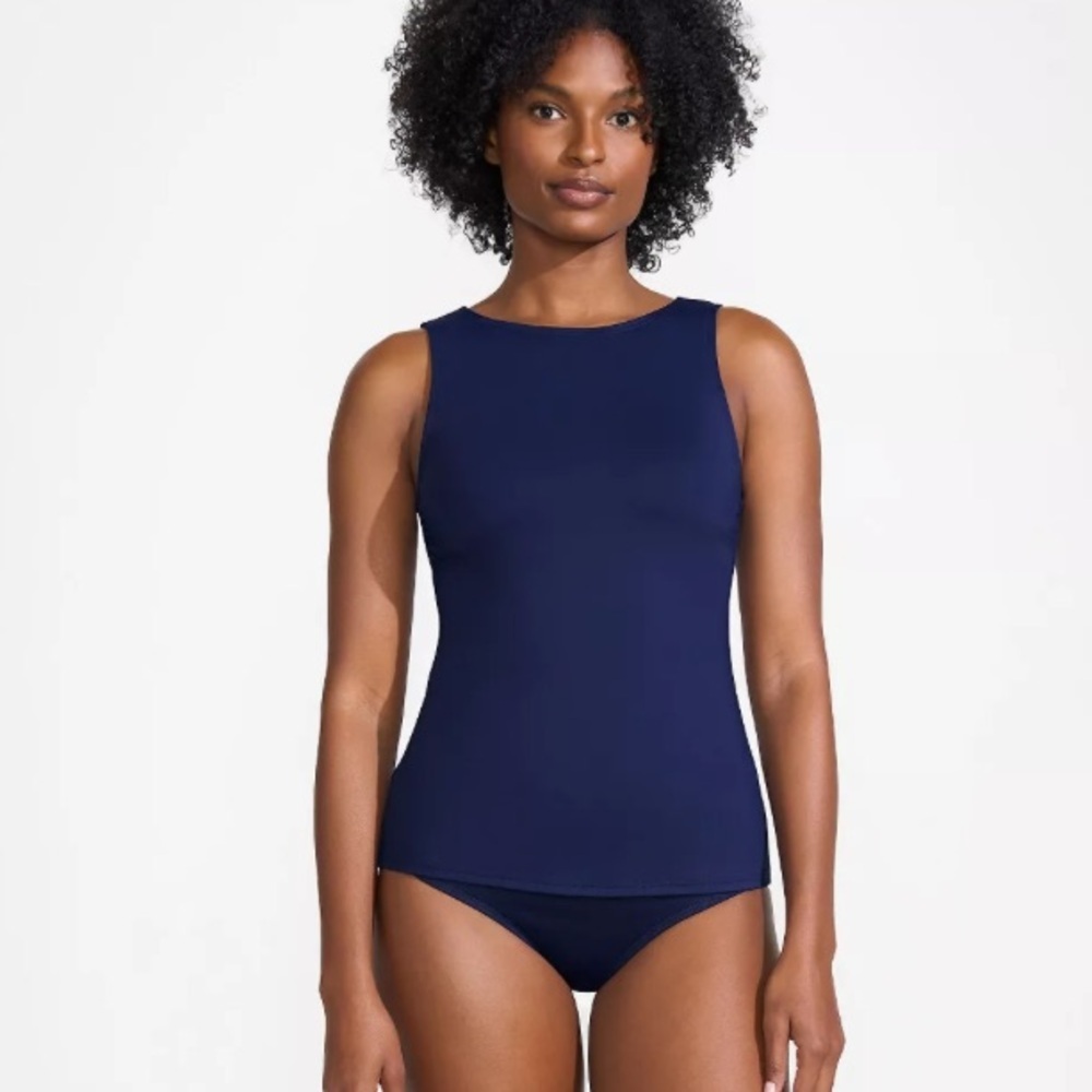 Lands End Navy Blue Sleeveless Swim Top sz 4P New